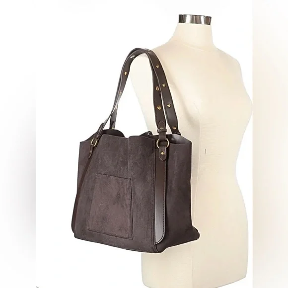 House of Harlow 1960 Style Brown Suede Tote Bag-NWOT - Picture 3 of 11